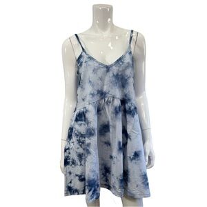 New Revolve Z SUPPLY Kona Iris Cloud Print Blue Babydoll Tie-Dye Dress XS